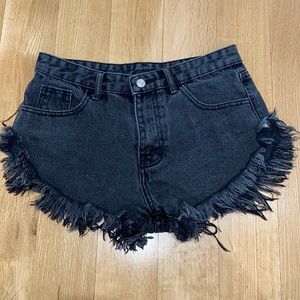 Black Distressed Jean Shorts